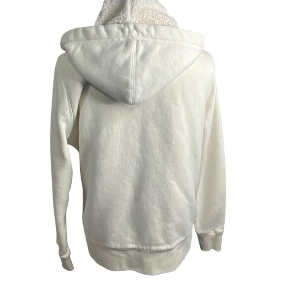 Eddie Bauer Jacket Women Large  White Full Zip Long Sleeve Hooded Sherpa Lined - Picture 2 of 11